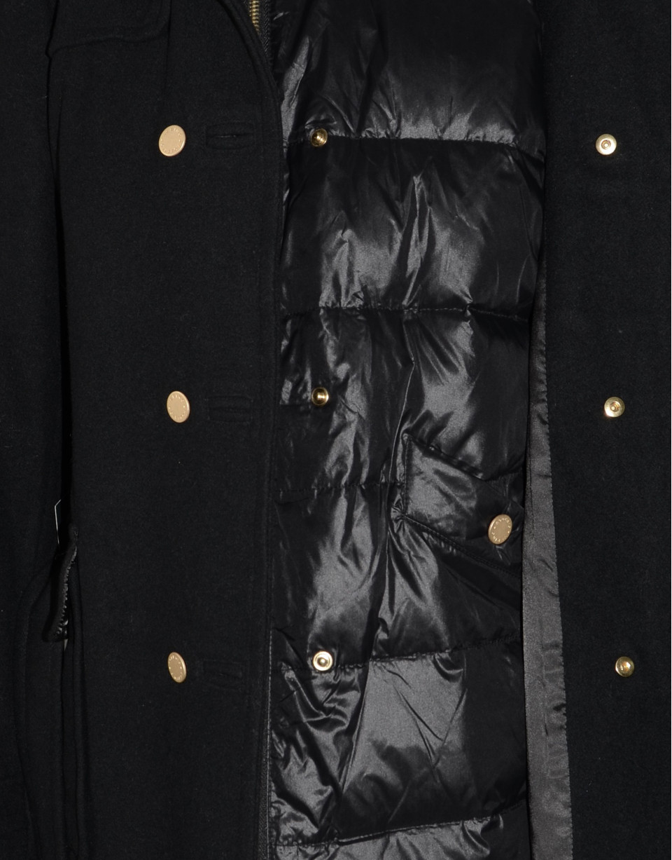 Trench paño negro interior acolchado