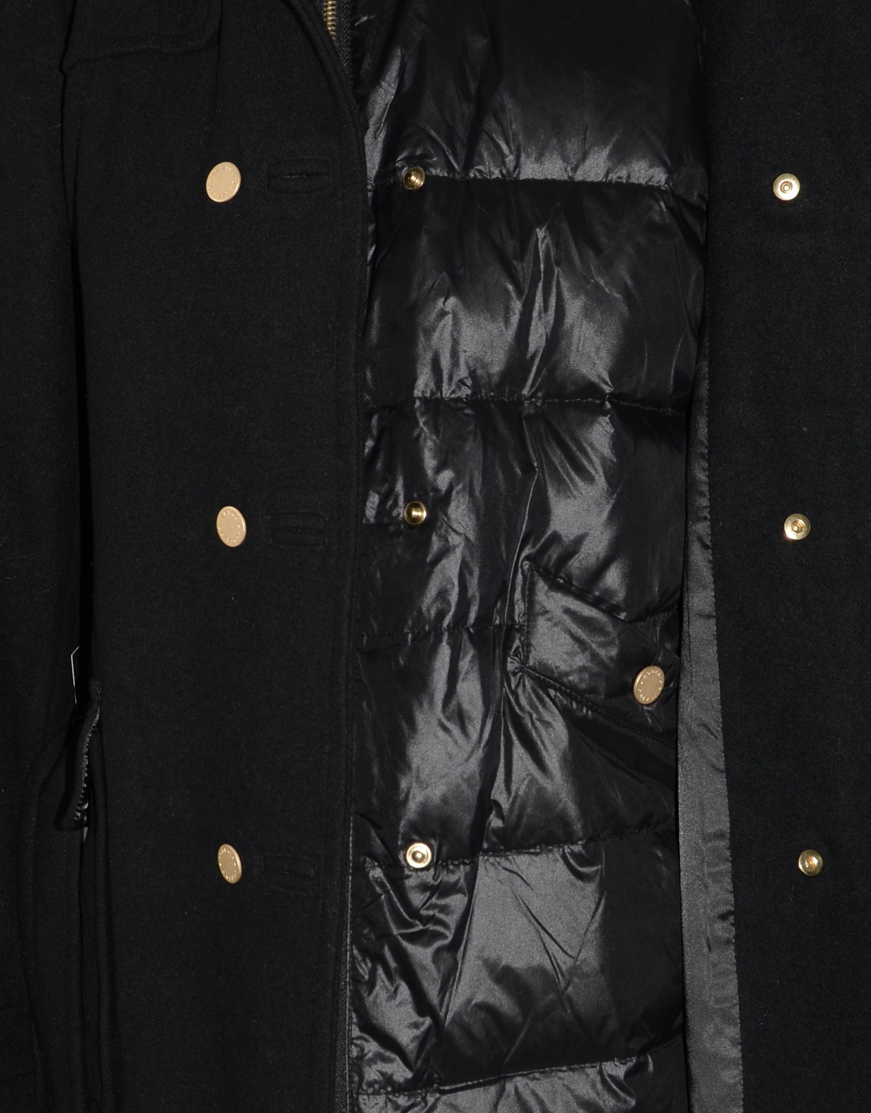 Trench paño negro interior acolchado