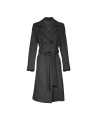 Grey double-breasted wool coat.