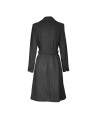 Grey double-breasted wool coat.