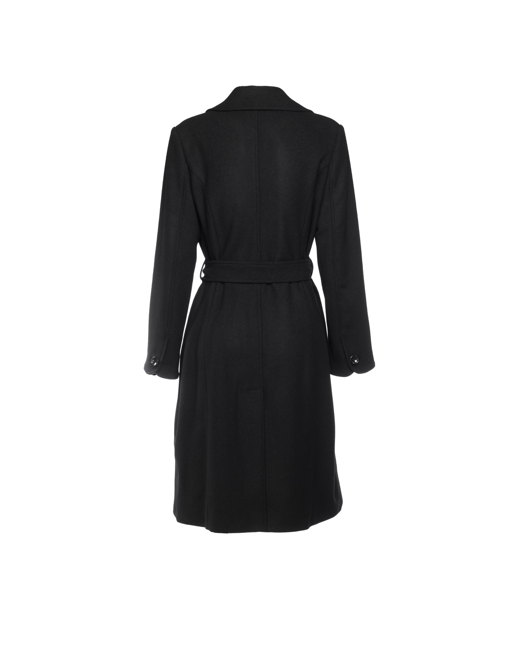 Black  double-breasted wool coat.