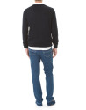 Navy blue jacquard V-neck  sweater