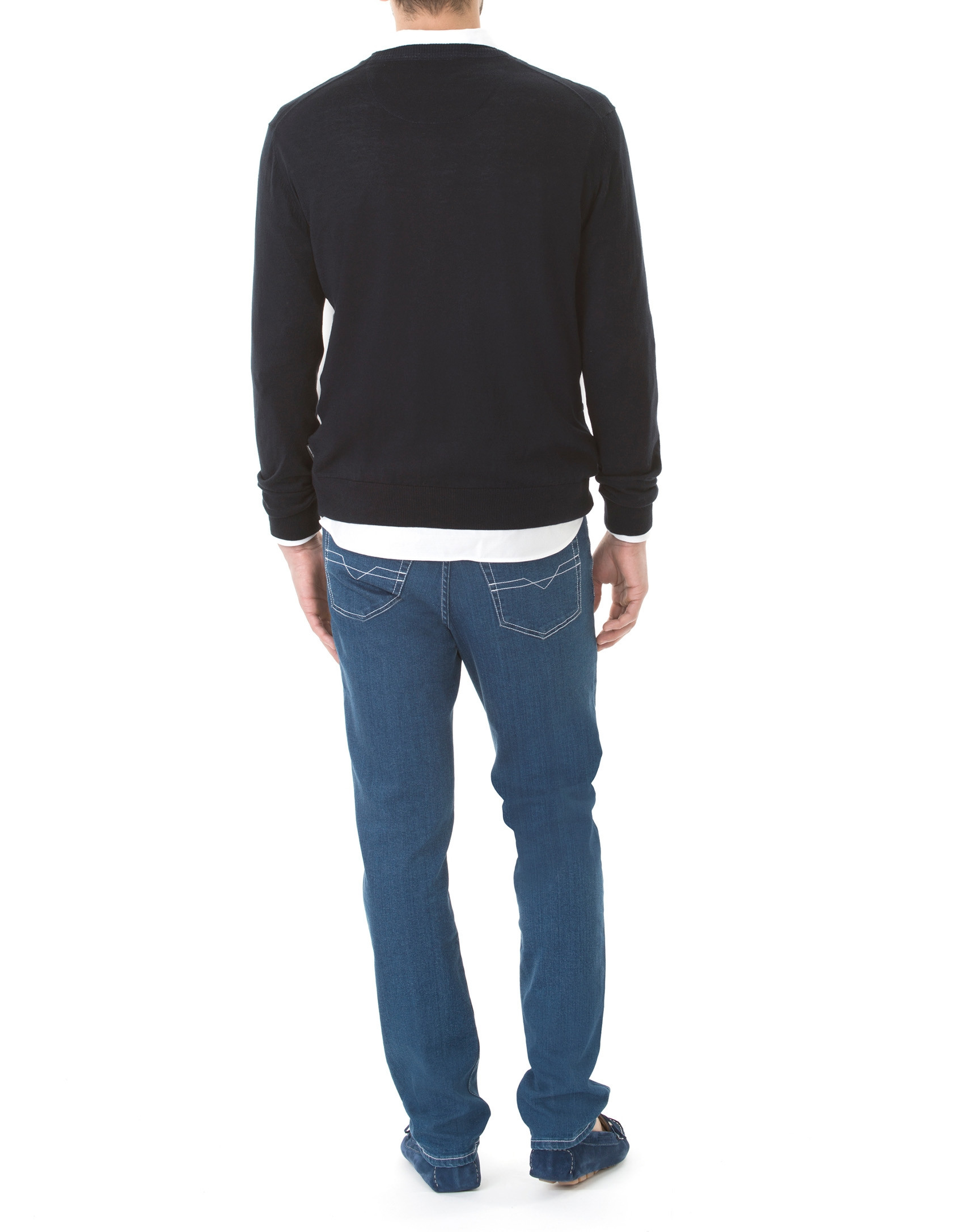 Jersey  pico jacquard marino