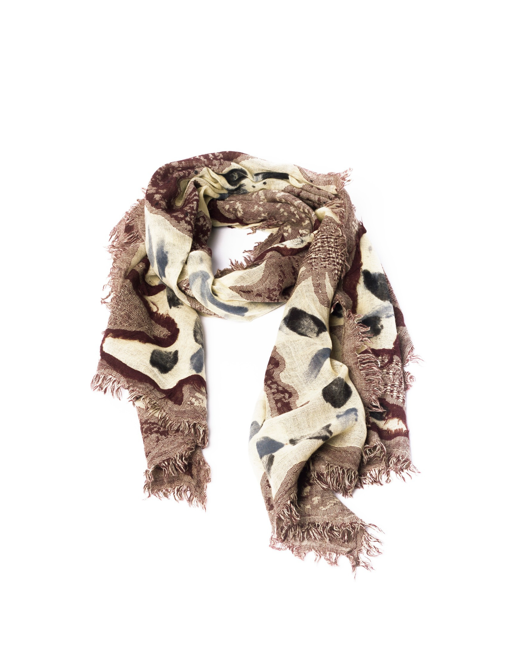 Print ethnic shawl in beige