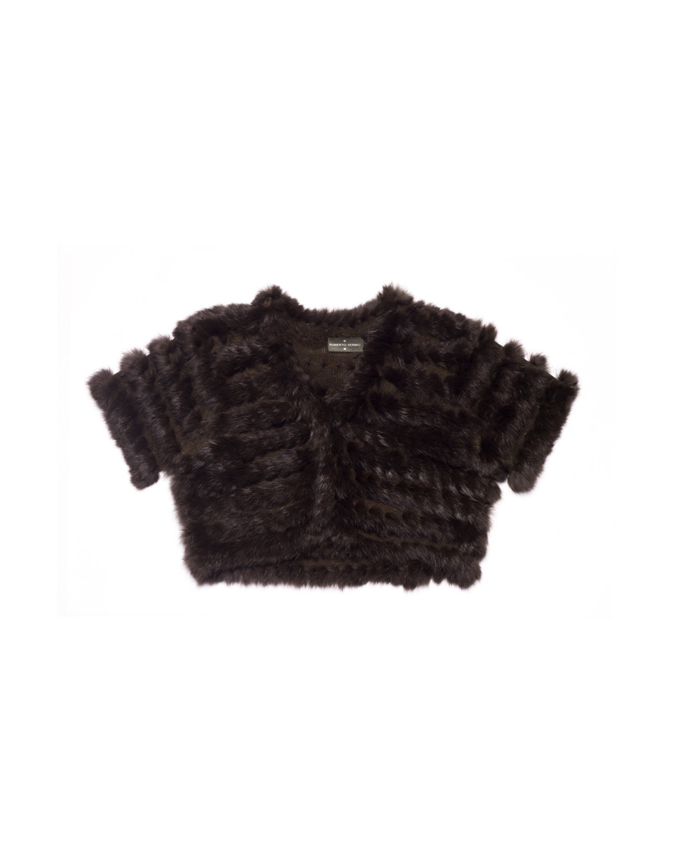 Dark brown bolero rabbit fur