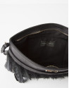 Black clutch with feathers