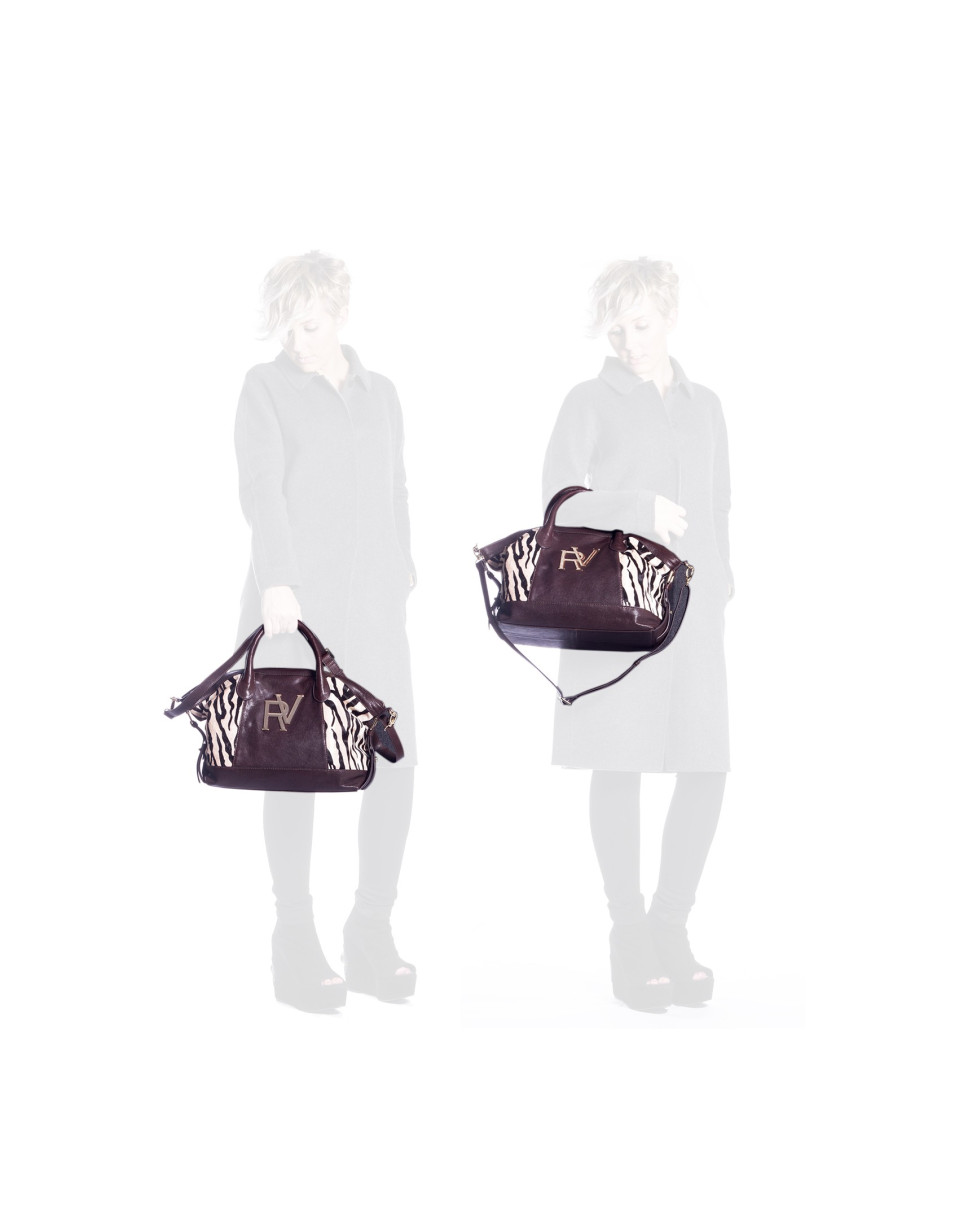 Tote in zebra print and leather.