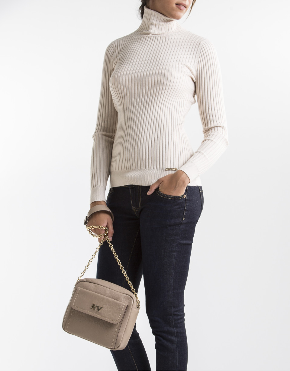 Beige ribbed sweater