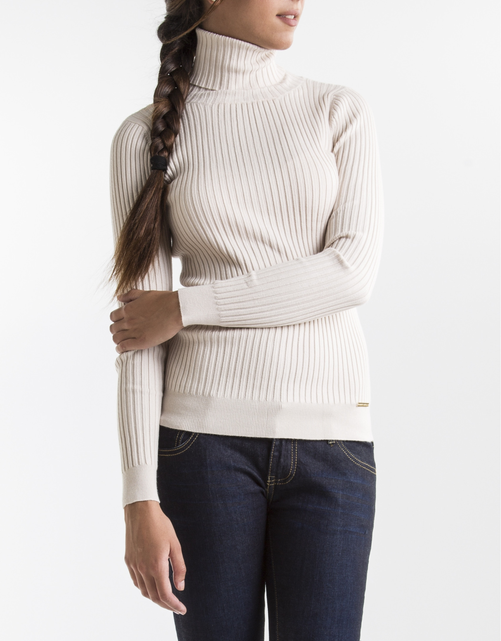 Beige ribbed sweater