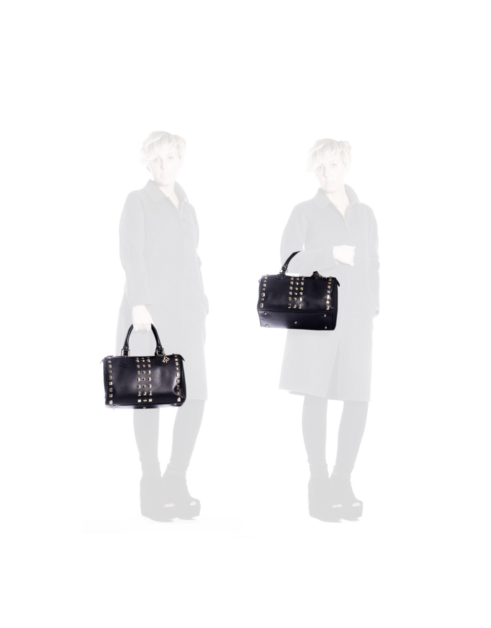 Black bowling bag gold studs