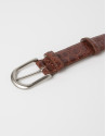 Cowhide leather alligator embossed brown belt