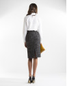 Blue checked straight skirt