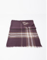 Burgundy and beige checked scarf