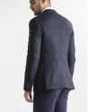 Navy blue checked sport jacket