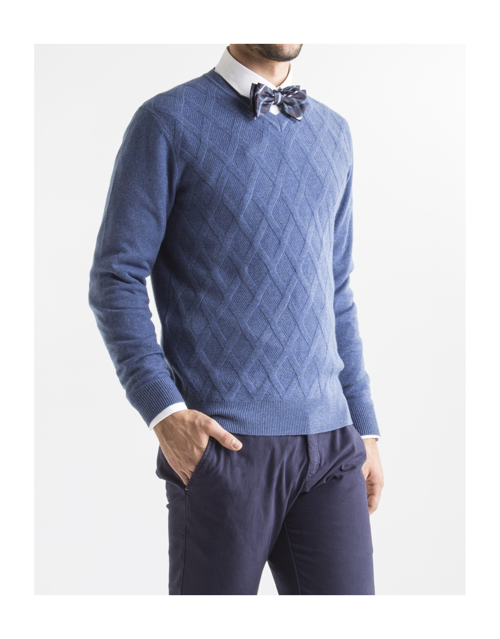 Jersey pico rombos azul