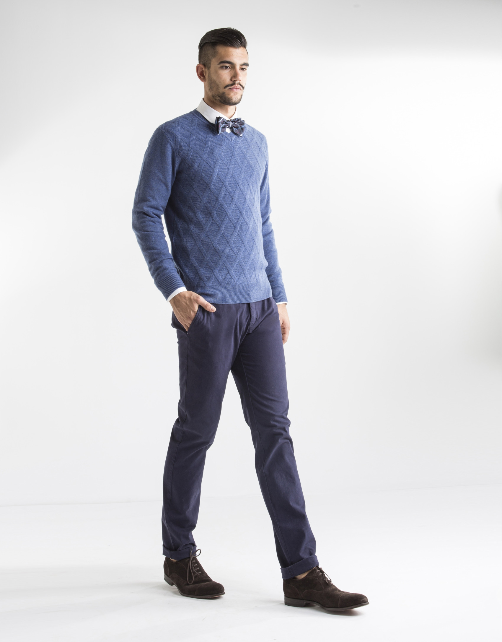 Jersey pico rombos azul