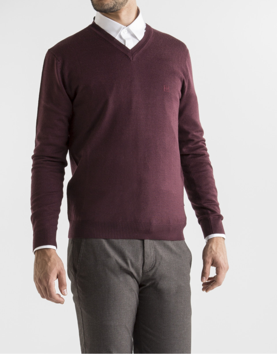 Burgundy basic knit sweater 