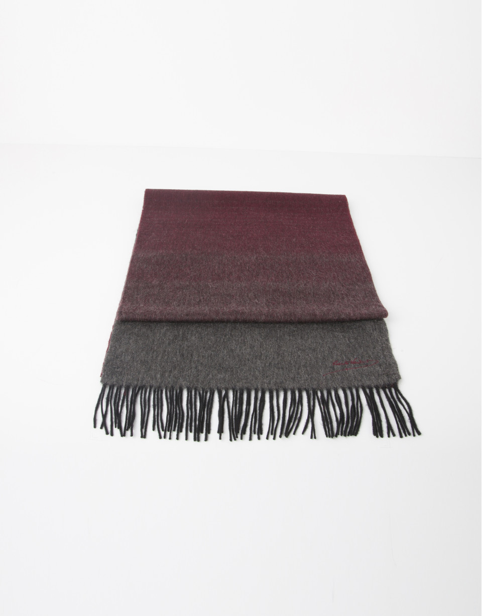 Foulard lana rojo y gris