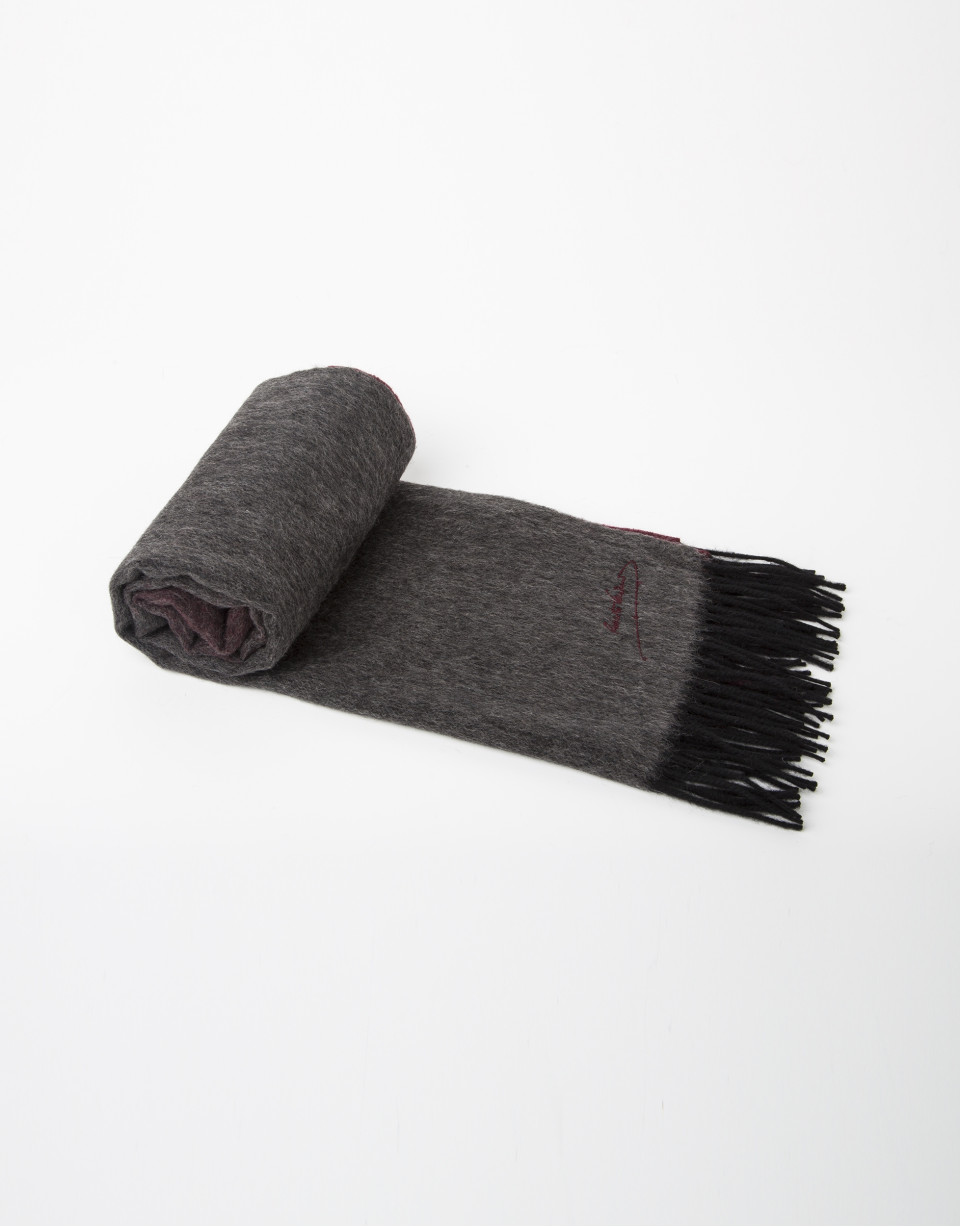 Foulard lana rojo y gris