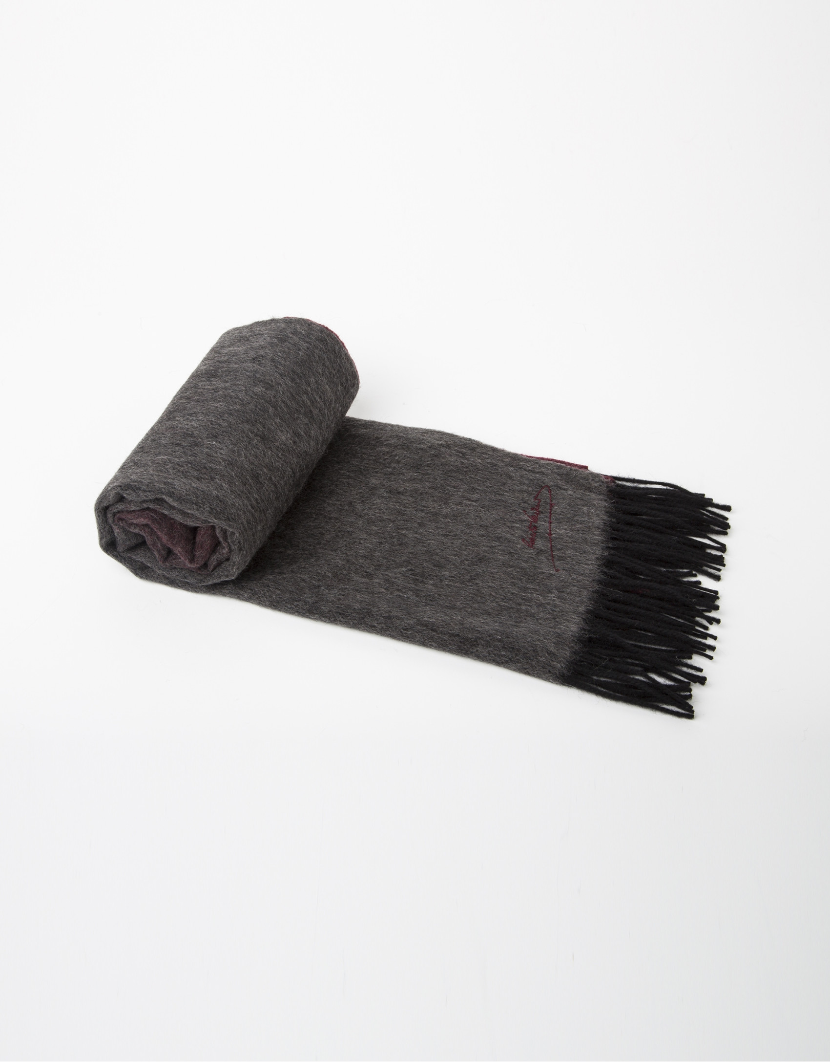 Foulard lana rojo y gris