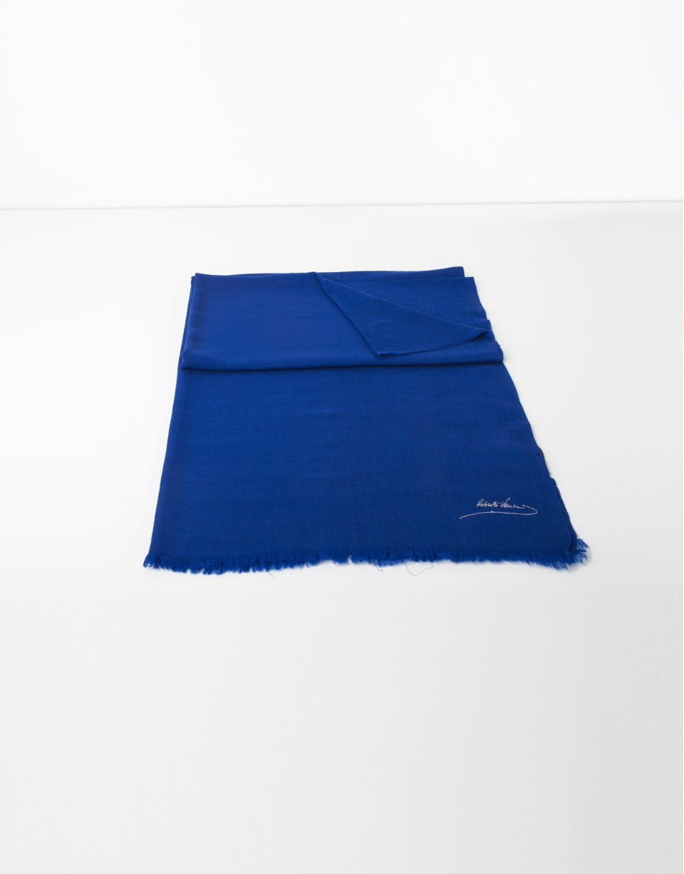 Plain blue wool scarf