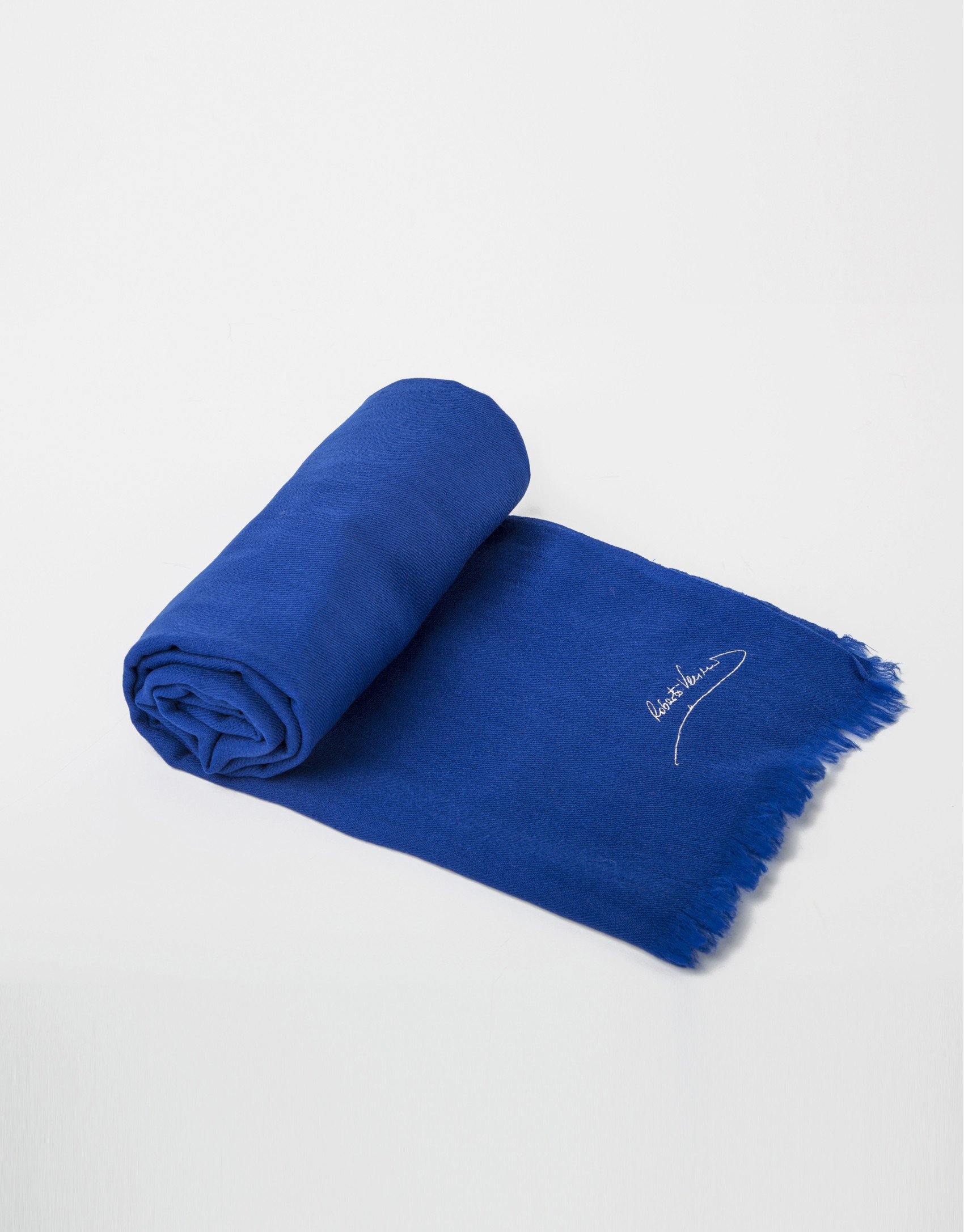 Plain blue wool scarf