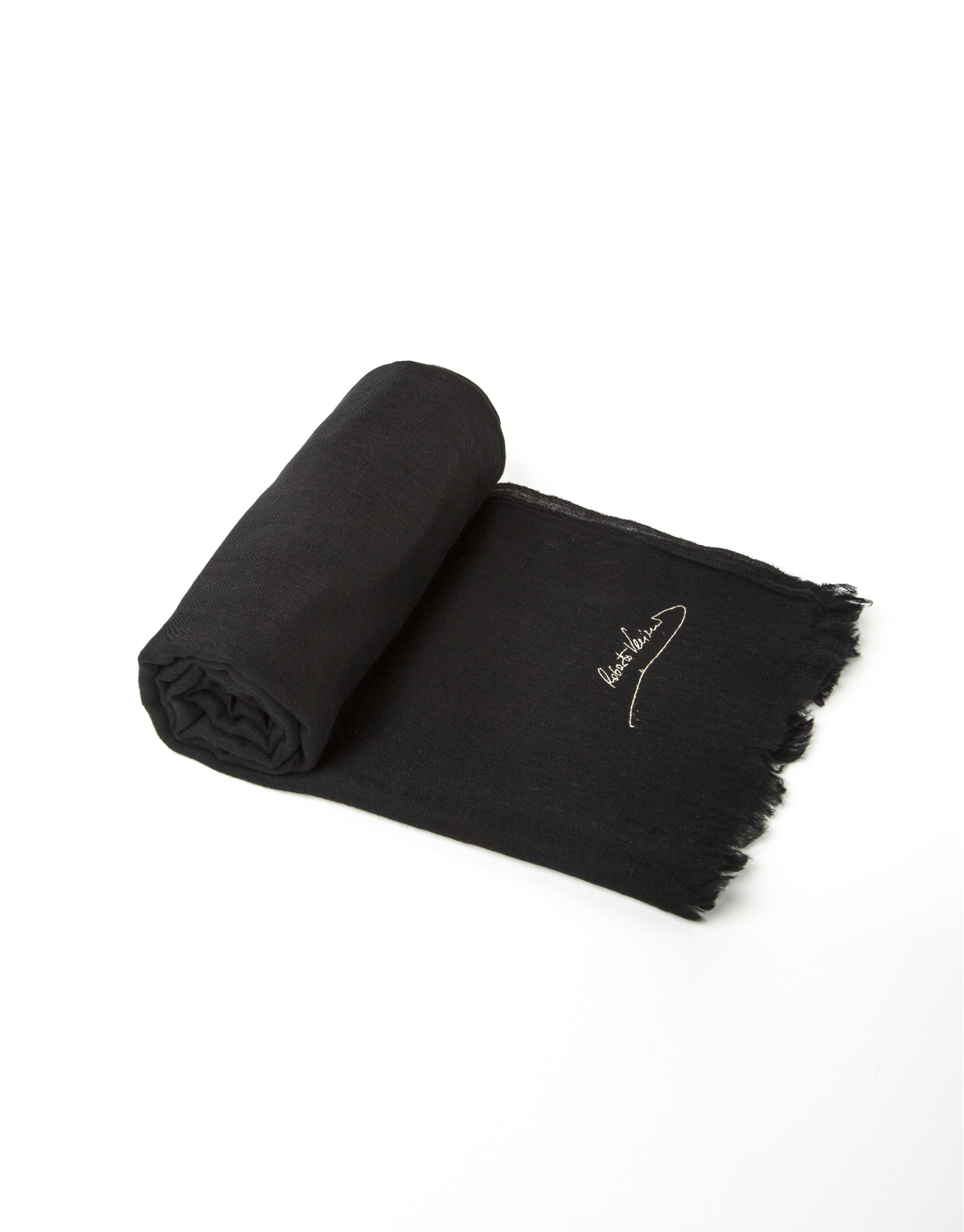 Plain black wool scarf