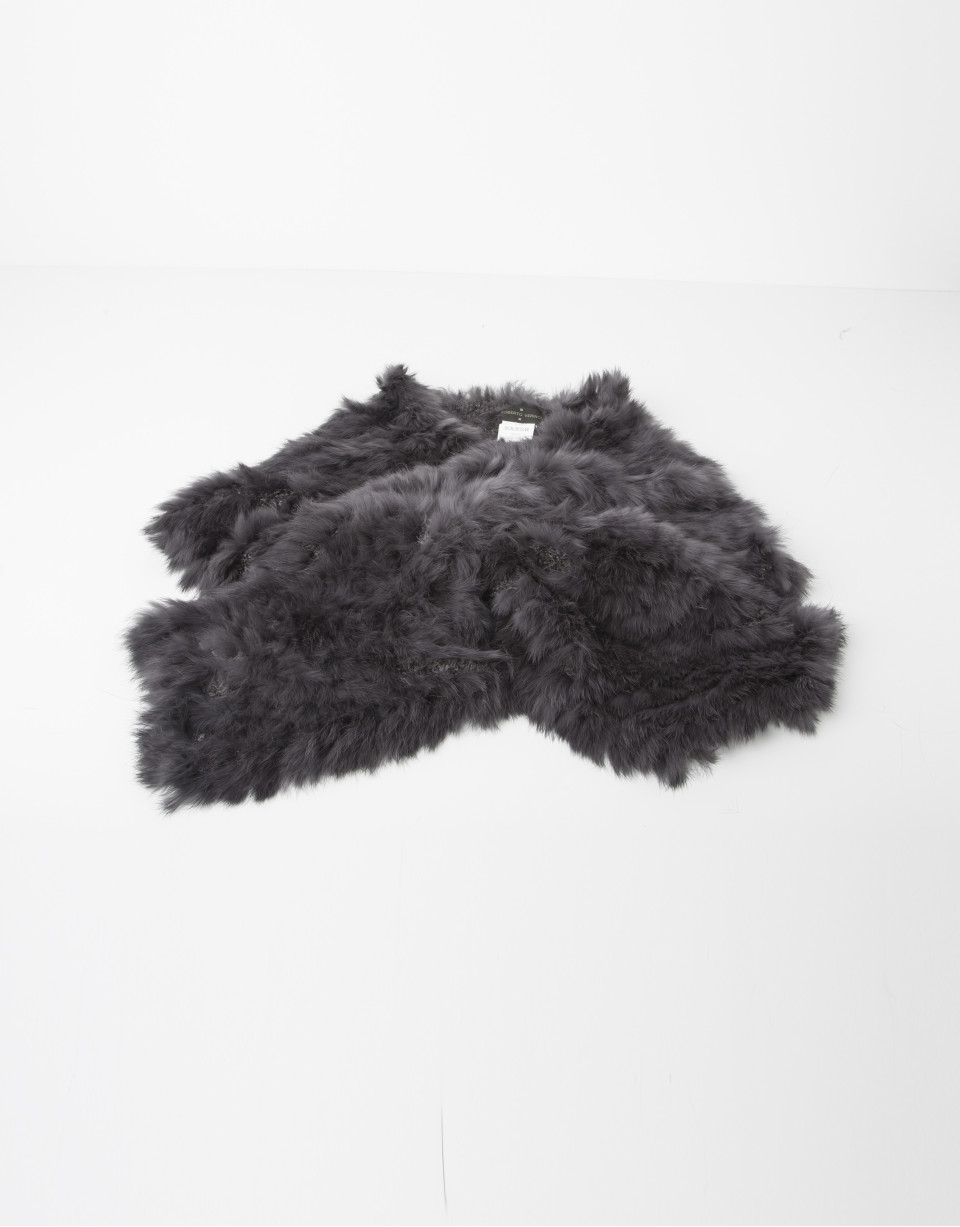 Gray fur collar scarf