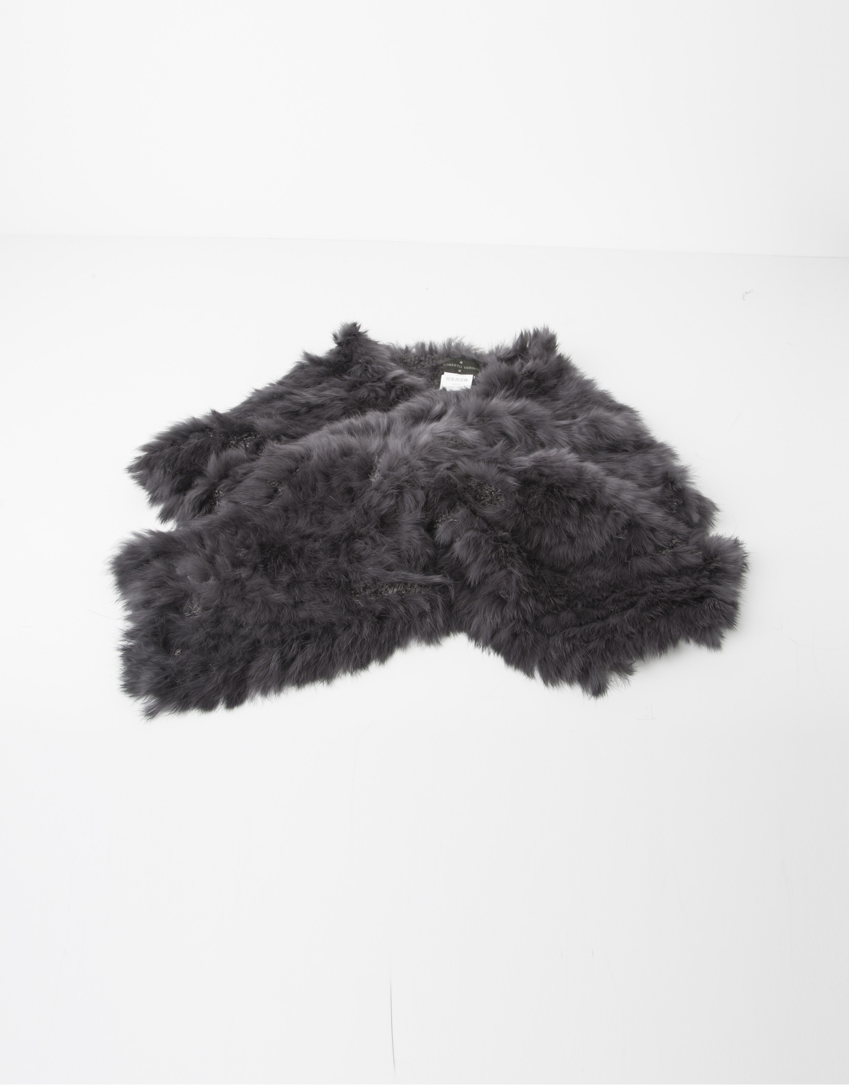 Gray fur collar scarf