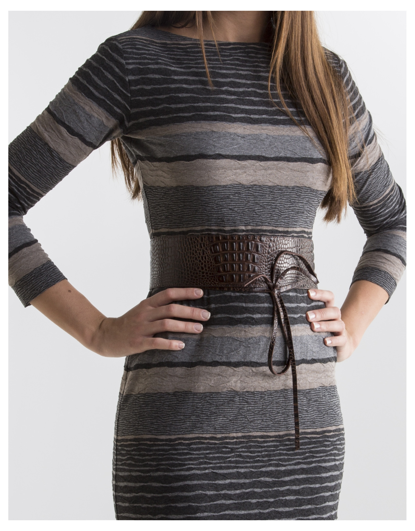 Brown alligator leather belt