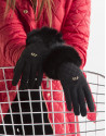 Guantes piel y pelo negro