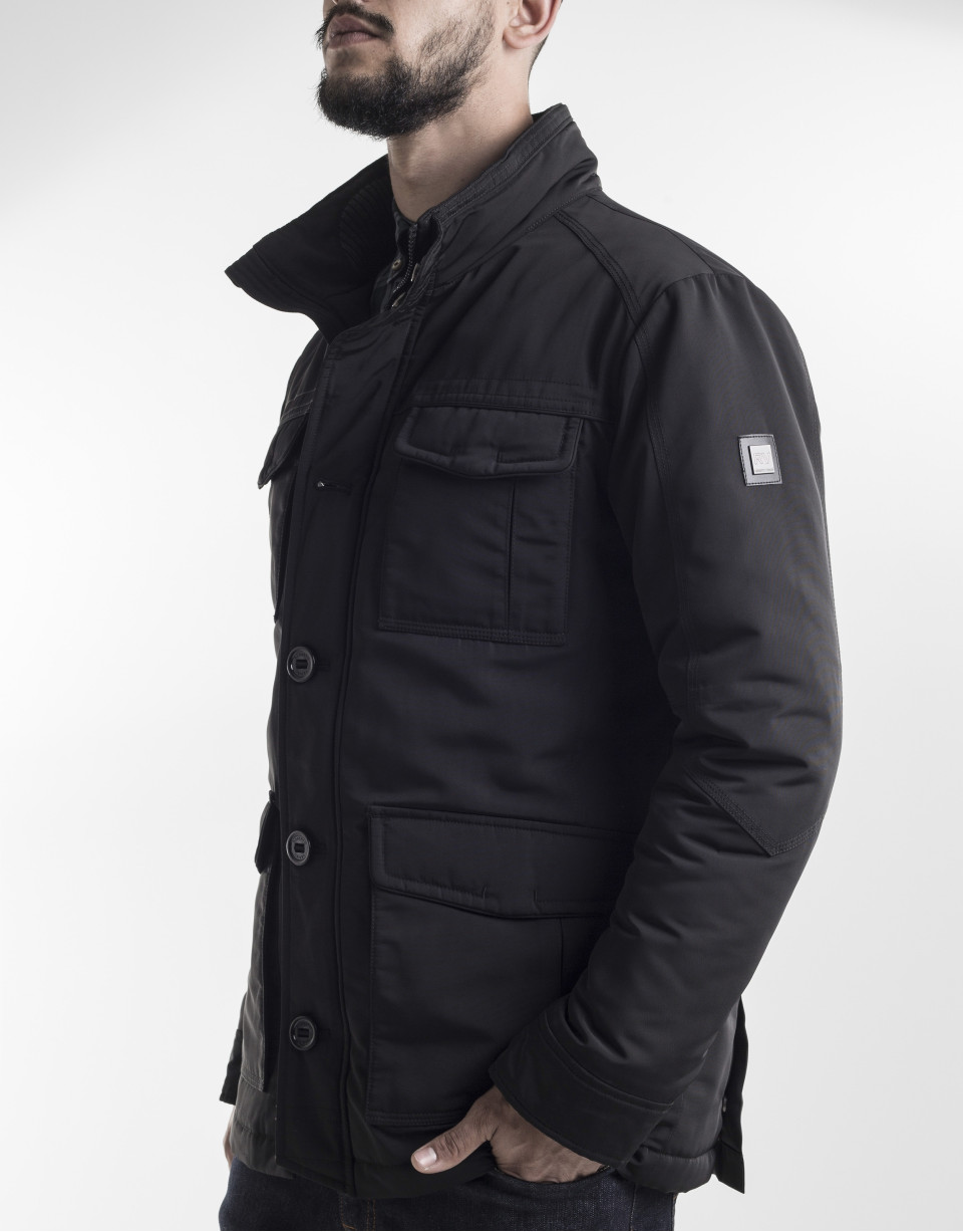 Black tracksuit jacket with front zipper
