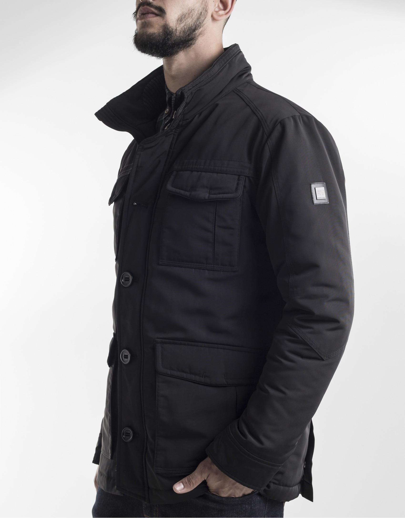 Black tracksuit jacket with front zipper