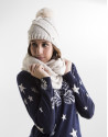 White wool cap with pompom