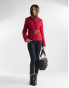 Red quilted windbreaker