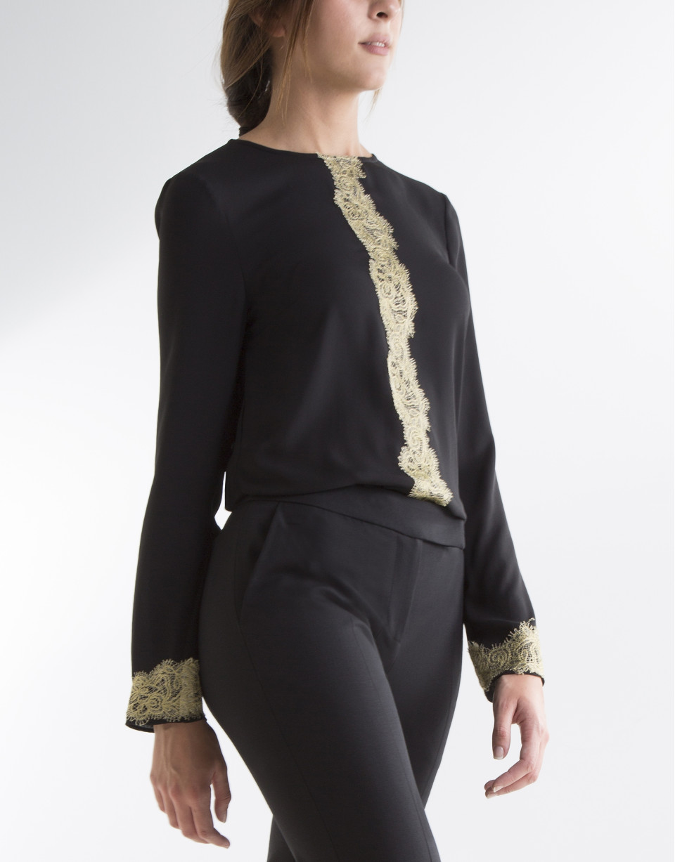 Black blouse with lace