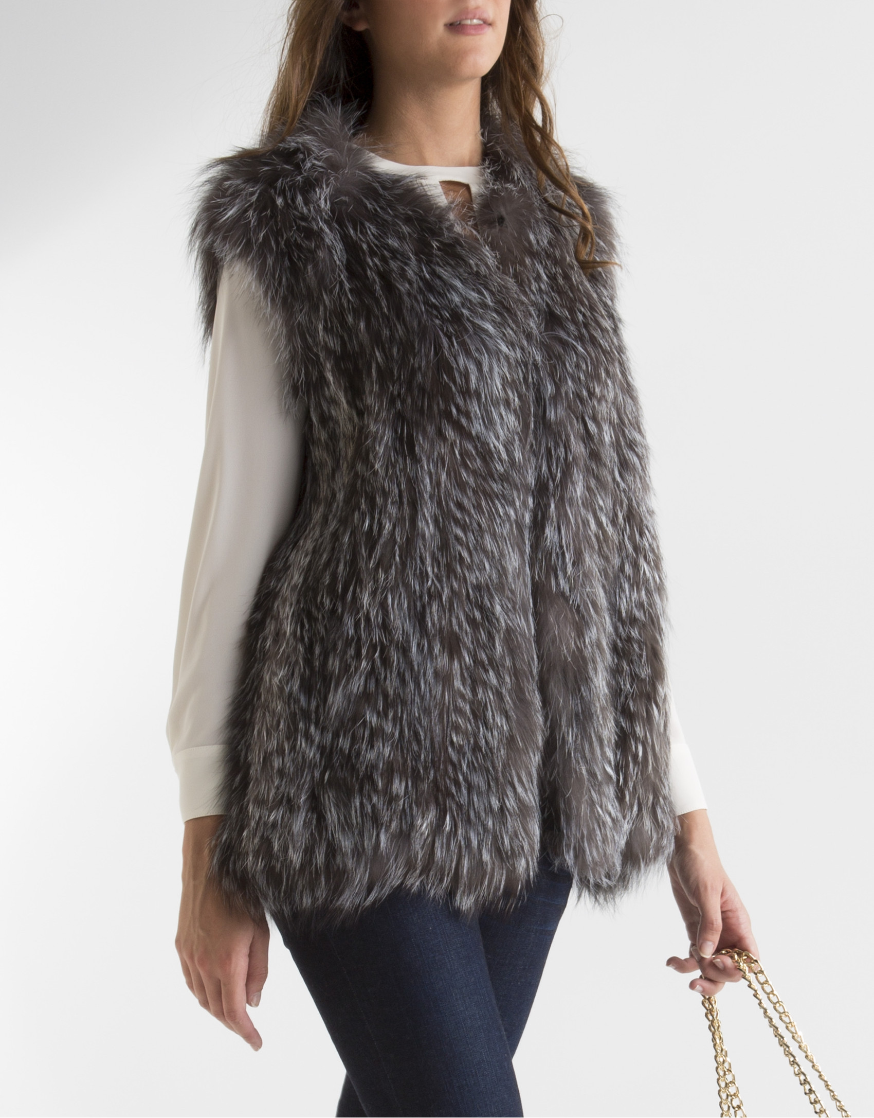 Gray fox vest
