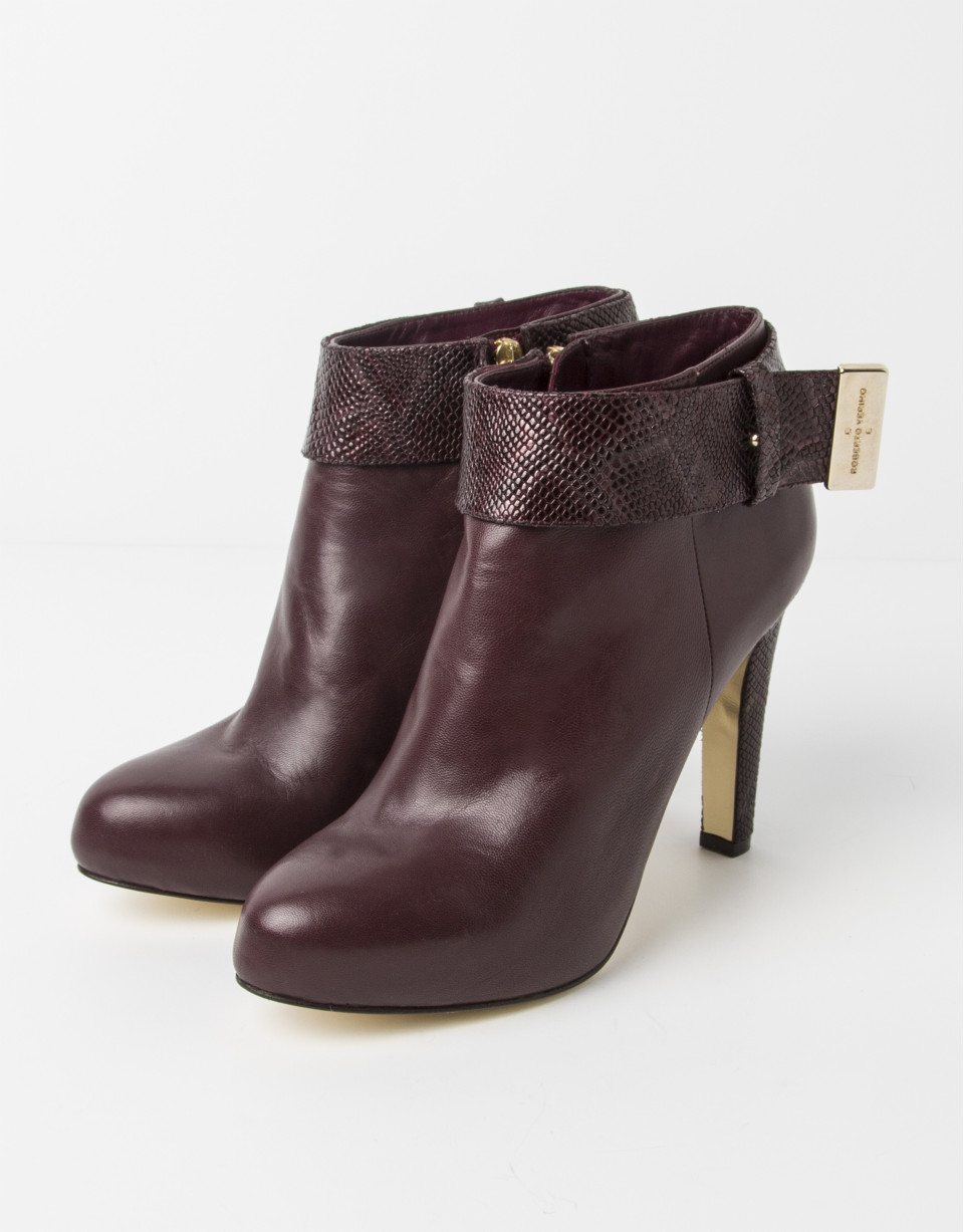 Burgundy lambskin SHANGAI ankle boot