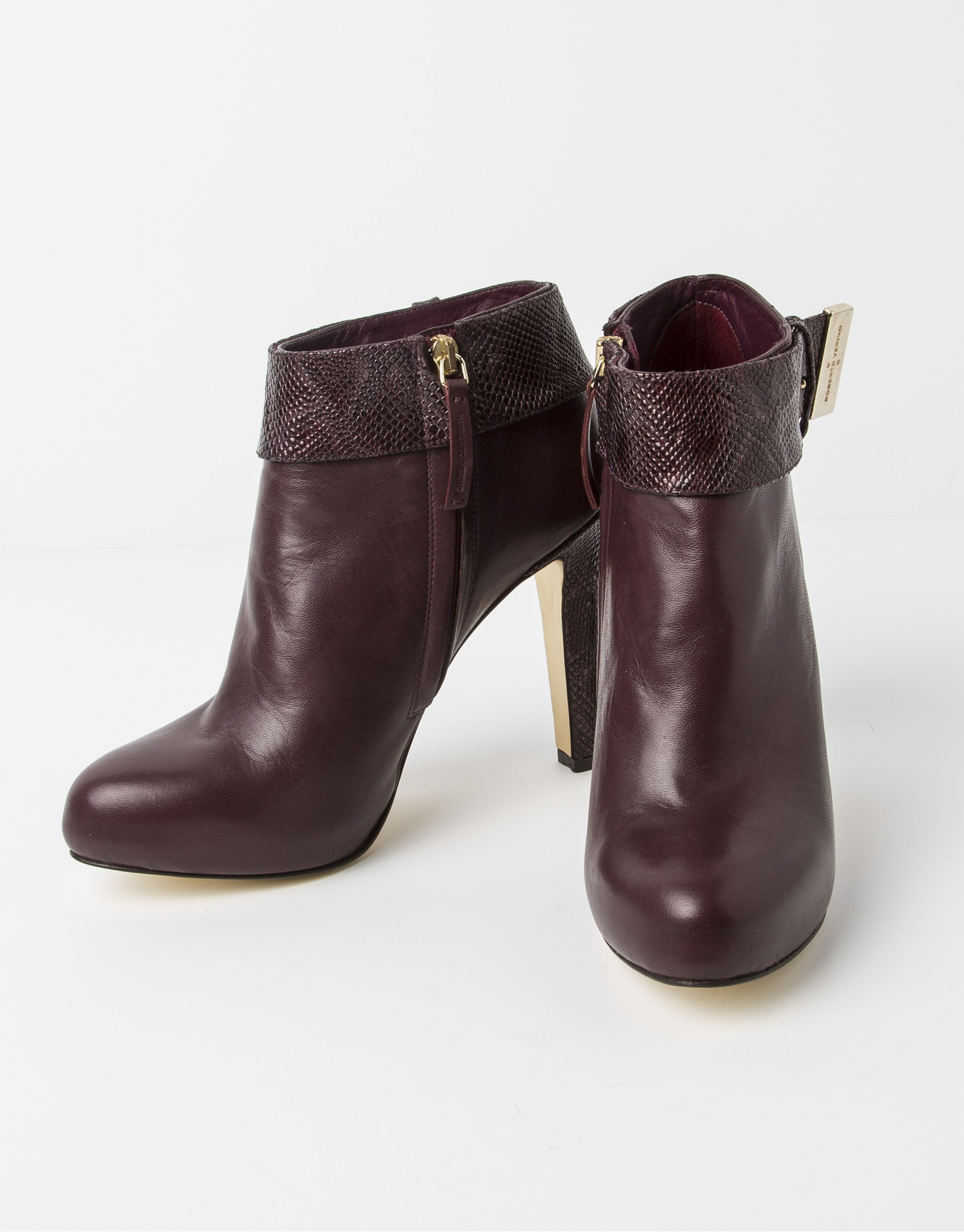 Burgundy lambskin SHANGAI ankle boot