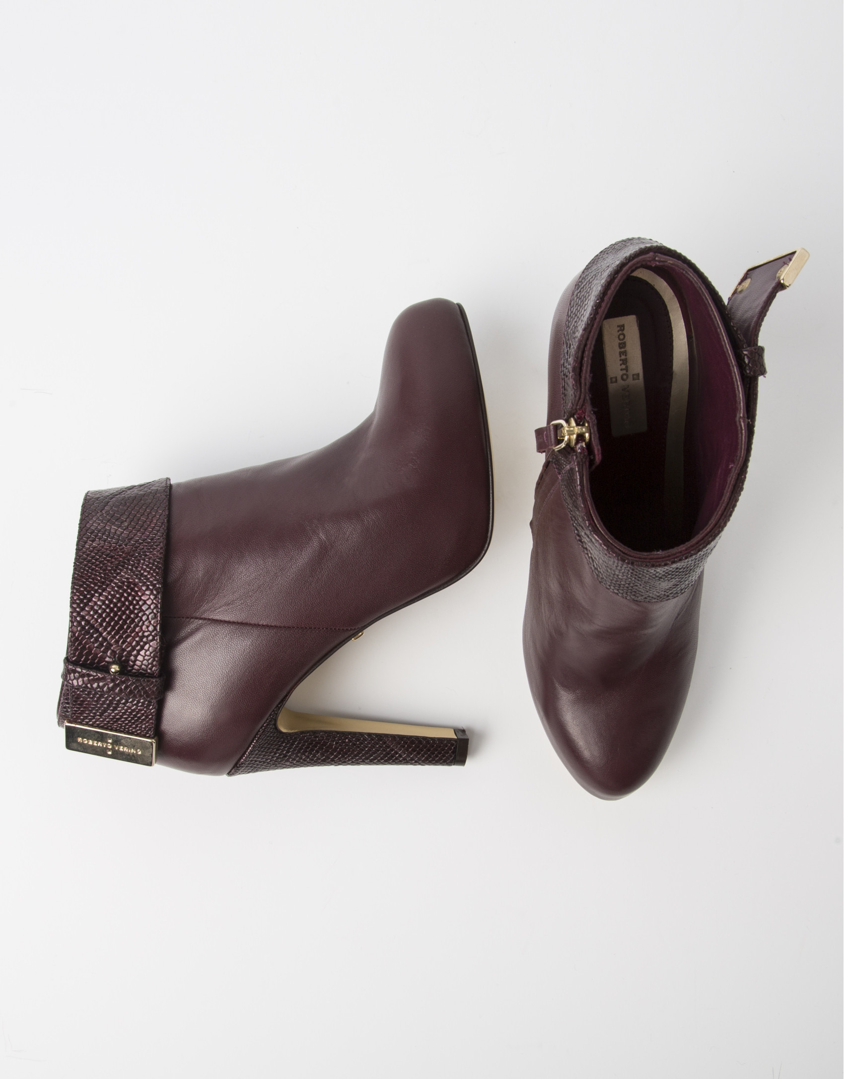 Burgundy lambskin SHANGAI ankle boot