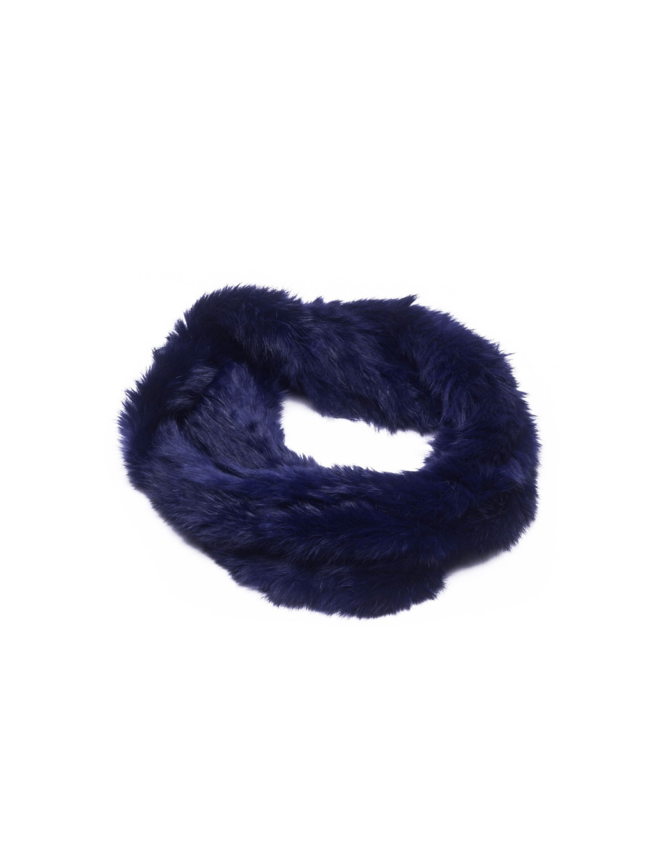 Cuello de pelo de conejo en azul marino