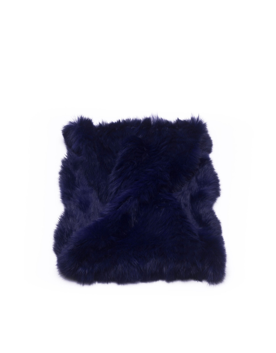 Cuello de pelo de conejo en azul marino