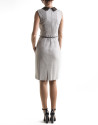 Beige sleeveless dress with leather collar