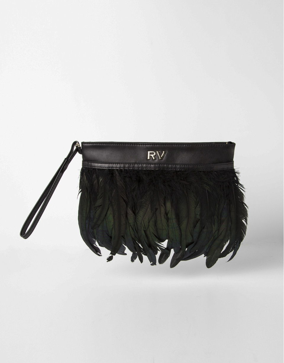 Clutch plumas negro