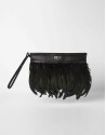 Black clutch with feathers