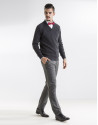Gray shawl neck sweater