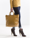 Mustard leather tote bag