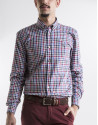 Blue and red checked sport shirt