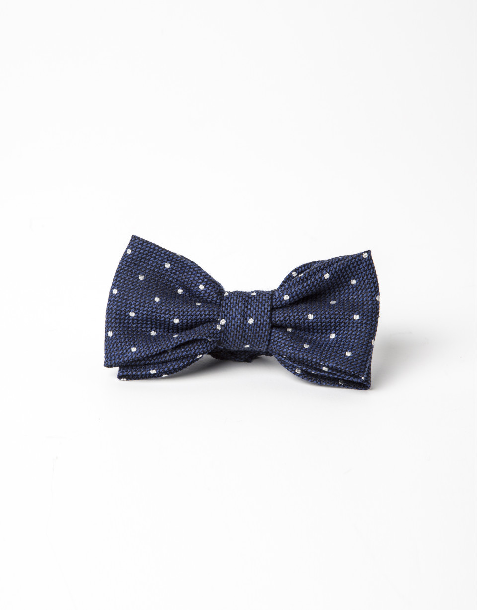 Gray bowtie with beige dots