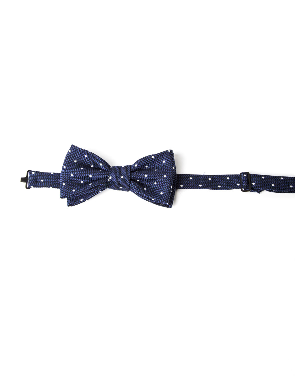 Gray bowtie with beige dots